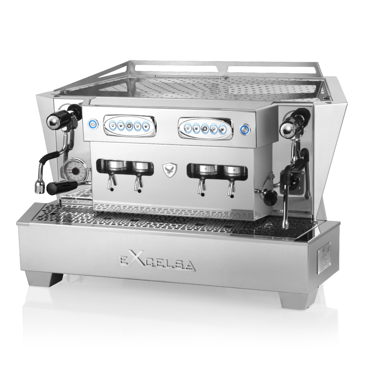 Macchina da caffè Excelsa Flytek - vista frontale - finitura inox